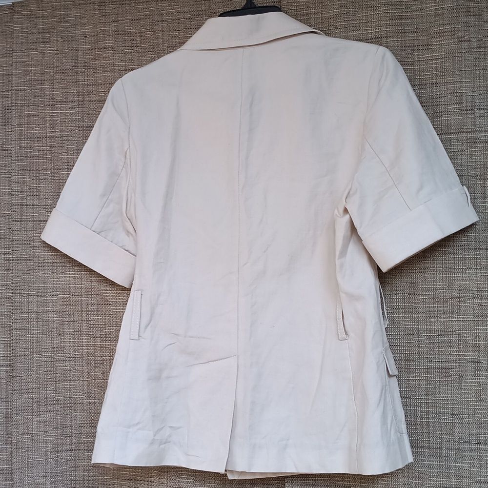 Banana Republic Classic Cream Double-Breasted Cotton Linen Jacket - Picture 4 of 4